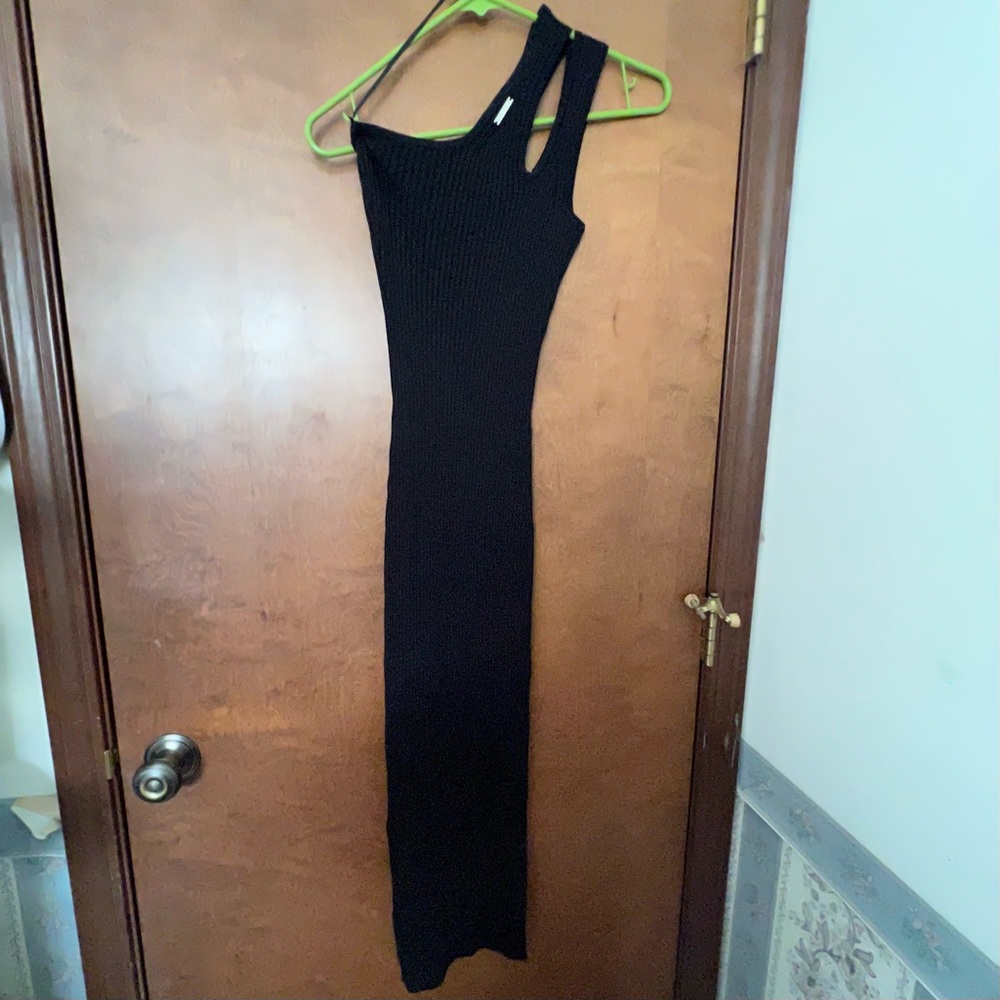 Michael Kors NWOT Rib Knit One Shoulder Black Pullover Dress Size XXS